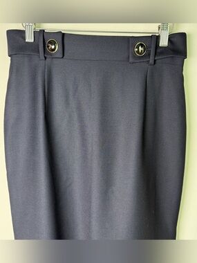 Massimo Dutti Navy Wool Pencil Skirt Old Money Quiet Luxury Size 8
